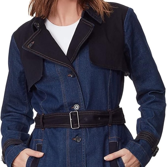 Christian Siriano Gloria Vanderbilt Denim Trench jacket 6 - Picture 4 of 16